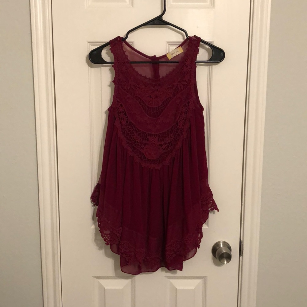 Altar’d State Maroon Lace Top